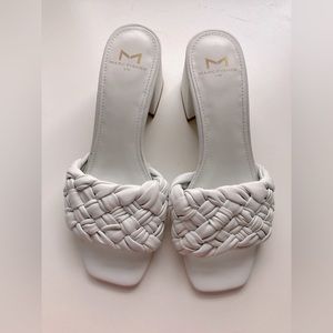 🆕 NWOT, Marc Fisher LTD, Nahea White Leather Sandals, 6M, (Women)